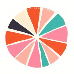 Fototapeta premium A colorful circular design divided into triangular segments, showcasing a vibrant palette of colors, ideal for creative and artistic themes.