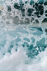 Fototapeta premium High-energy splash in vivid blue water with frothy white foam.