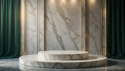 Elegant marble display podium for events luxurious interior setting photography shot modern design