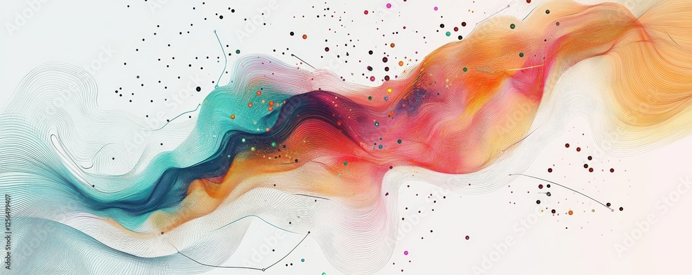 Poster colorful abstract wave with flowing lines and dynamic energy