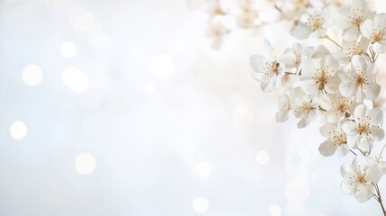 Spring elegance design with cherry blossoms for peaceful decor or card with soft white background and gentle bokeh evoking calm mood and seasonal beauty with pastel tones