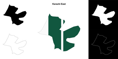 Karachi East blank outline map set