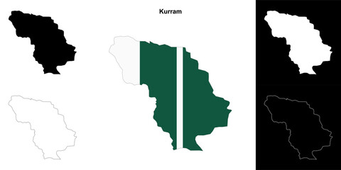 Fototapeta premium Kurram blank outline map set