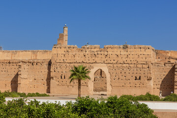El Badi Palace, Marrakech, Morocco, North Africa, Africa. Remains of a 16th century palace whose...