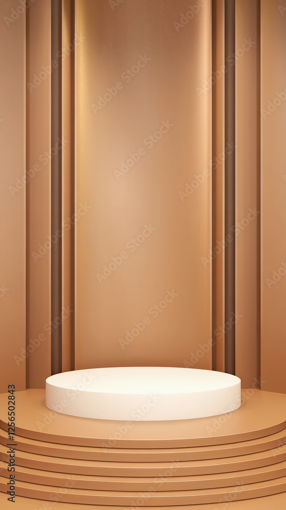 Aufkleber minimalistic product display on a circular platform with soft curves, modern promotional backdrop, i