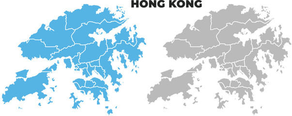 Obraz premium Hong Kong simple maps flat illustration