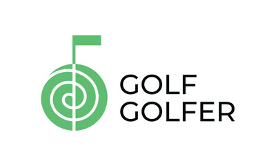 Golf golfer game green logo design captures the essence of sports and leisure with a dynamic, balanced aesthetic for a brand identity corporate image editable vector.