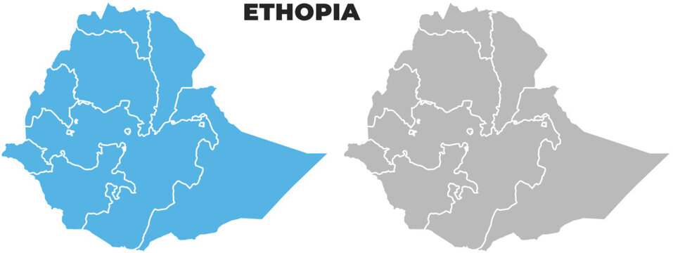 Ethopia simple maps flat illustration