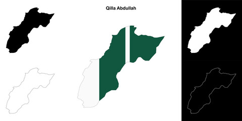Fototapeta premium Qilla Abdullah blank outline map set