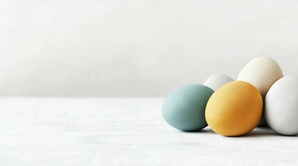   A collection of eggs arranged together on a white base against a white backdrop