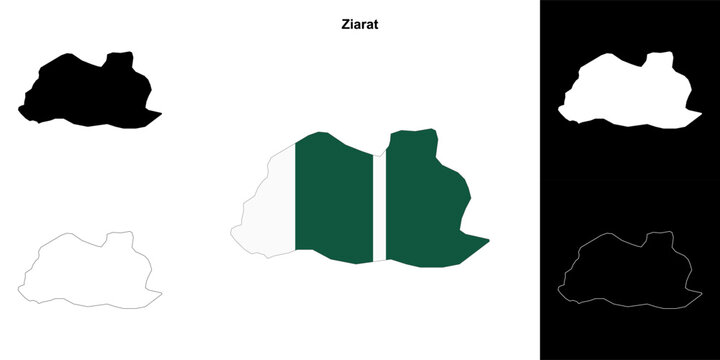 Ziarat blank outline map set