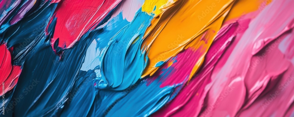 Poster vibrant abstract palette with textured multicolored strokes