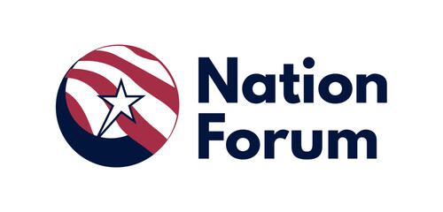Nation forum political round America flag logo design symbolizes democratic unity and structured leadership with a bold, impactful brand identity corporate image editable vector.