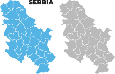 Serbia simple maps flat illustration
