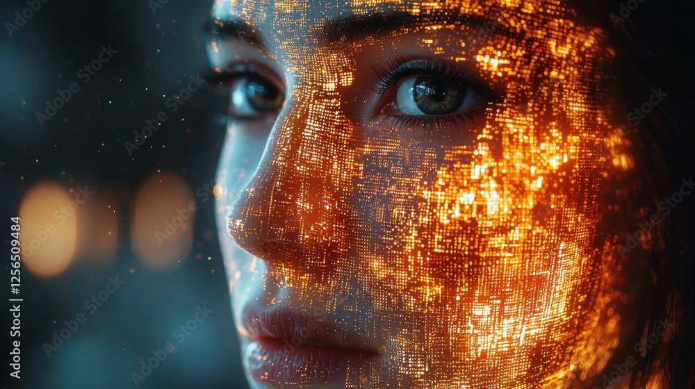 Poster cyberpunk-inspired ai personal assistant displays unique personality through interactive holographic