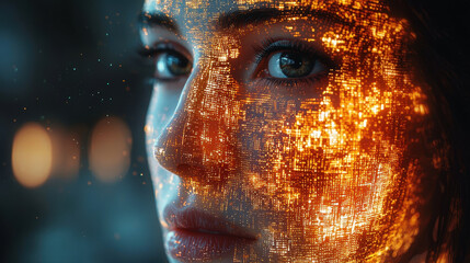 Cyberpunk-inspired AI personal assistant displays unique personality through interactive holographic projection in a futuristic urban setting