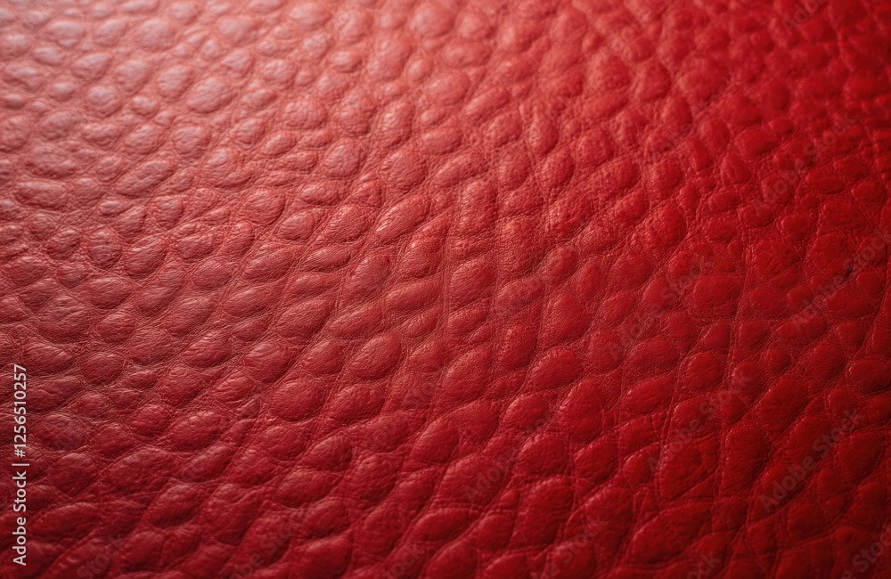 Poster close-up of red leather with intricate details, texture. material pattern design. used in fashion ac