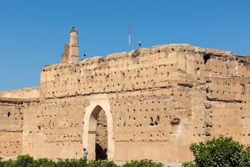 El Badi Palace, Marrakech, Morocco, North Africa, Africa. Remains of a 16th century palace whose...