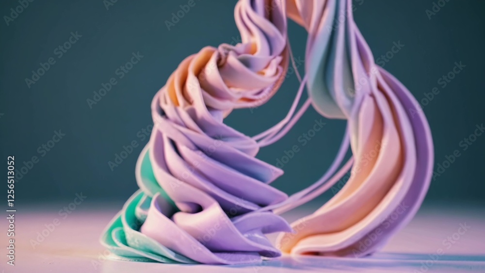 Poster colorful, pastel-toned abstract shapes gracefully morph and transform, creating a visually captivati
