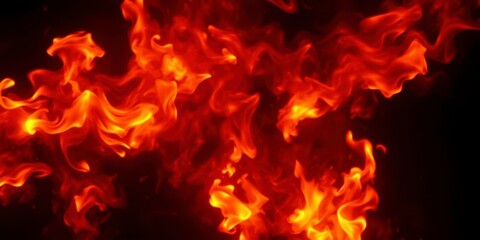 Abstract fire flames on dark background creating a dramatic and intense visual effect, fire, dark, black