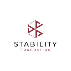 Stability foundation hexagon geometric logo design represents structured stability and modern trust with a bold, strategic brand identity corporate image editable vector.