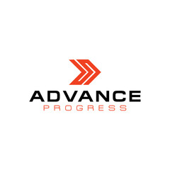 Advance progress forward direction logo design symbolizes structured innovation and strategic movement with a bold, impactful brand identity corporate image editable vector.