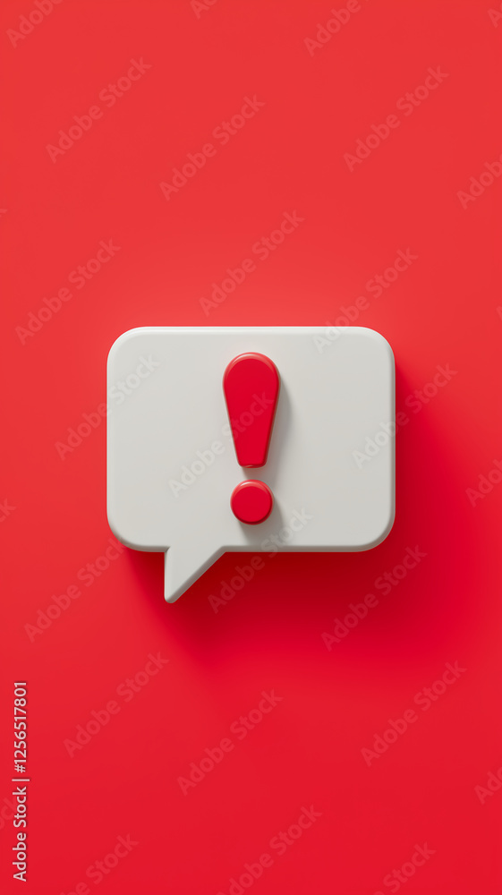 Aufkleber A red emergency alert icon with an exclamation mark in a white speech bubble on a red background, symbolizing a notification or warning message.