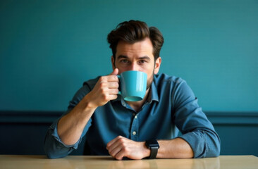 young man drinking coffee