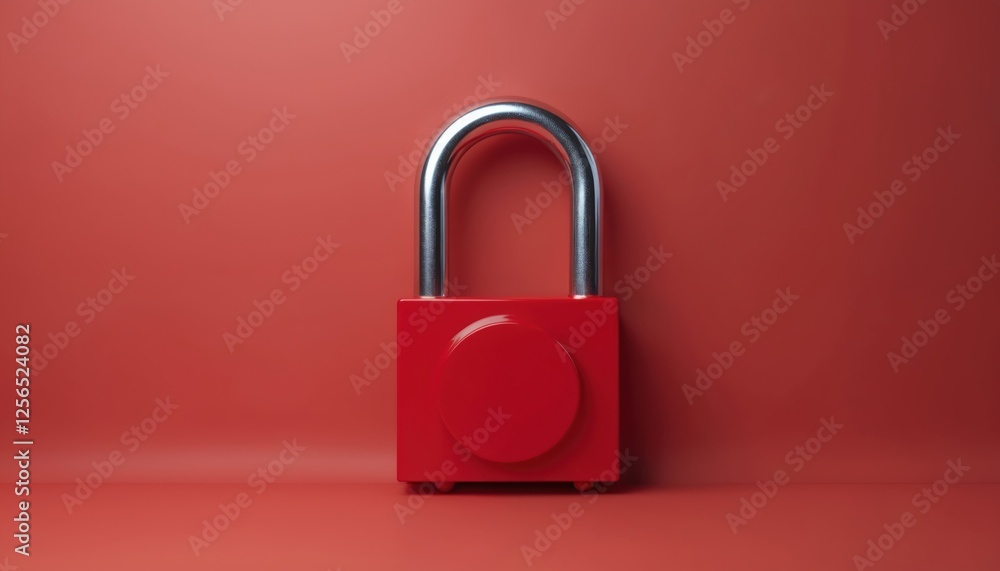 Aufkleber 3d render of red padlock on red background. privacy concept. security, safety, protection abstract b