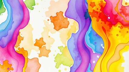 Vibrant abstract watercolor art on textured paper with bold colors and fluid lines, creative, watercolor