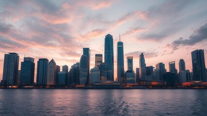 Obraz premium Modern high end architecture project evolution from concept to completion, skyline, engineering