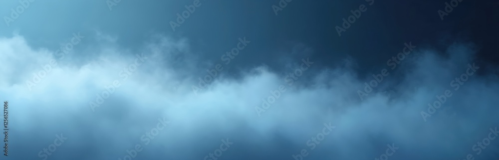 Aufkleber Illustration of fog and mist effect on dark and light blue background. Smooth, flowing smoky cloud design with a transparent feel. Perfect for adding atmospheric depth to any project.