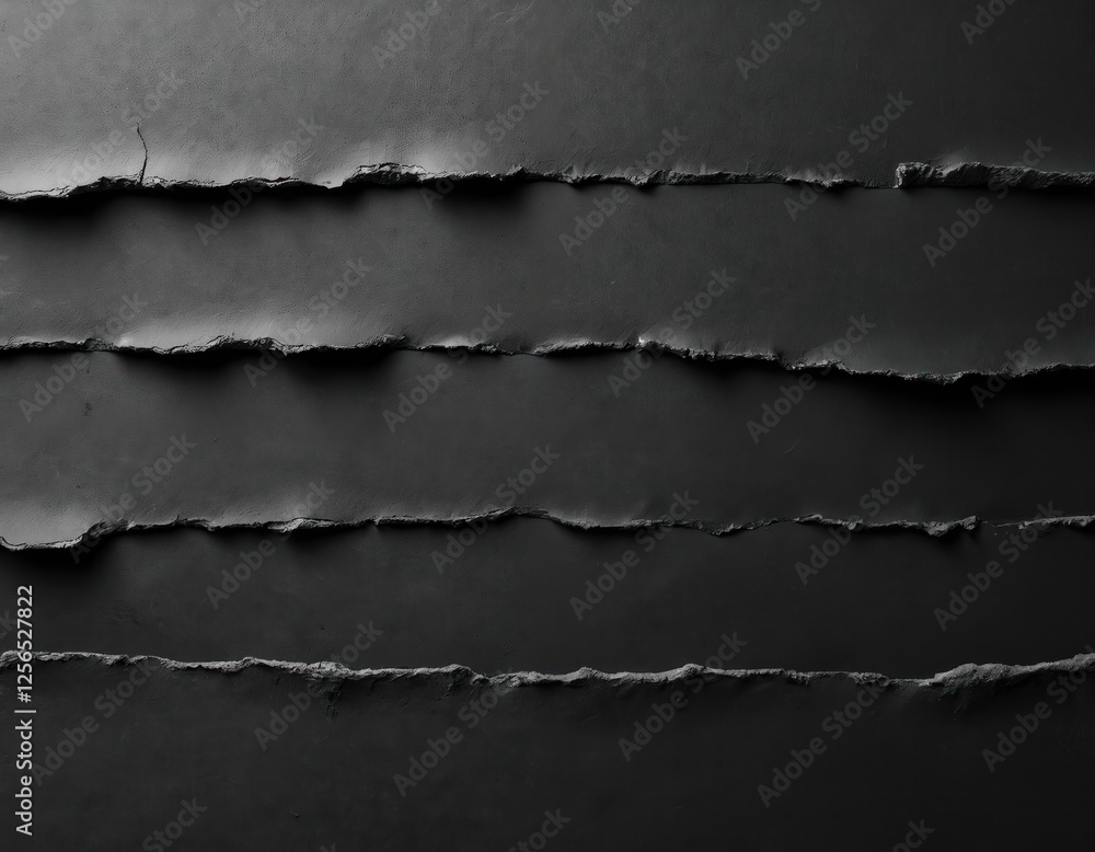 Poster texture of black torn paper for dark abstract background design. ripped ragged edges. blank scrap ca