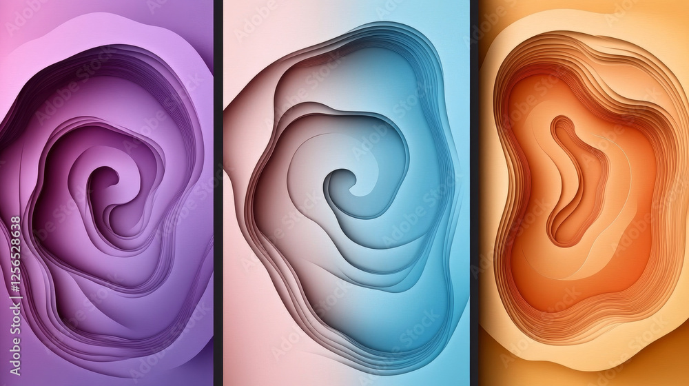 Poster color abstract shape paper cut backgrounds with 3d layers, vector posters or banners. paper cut back