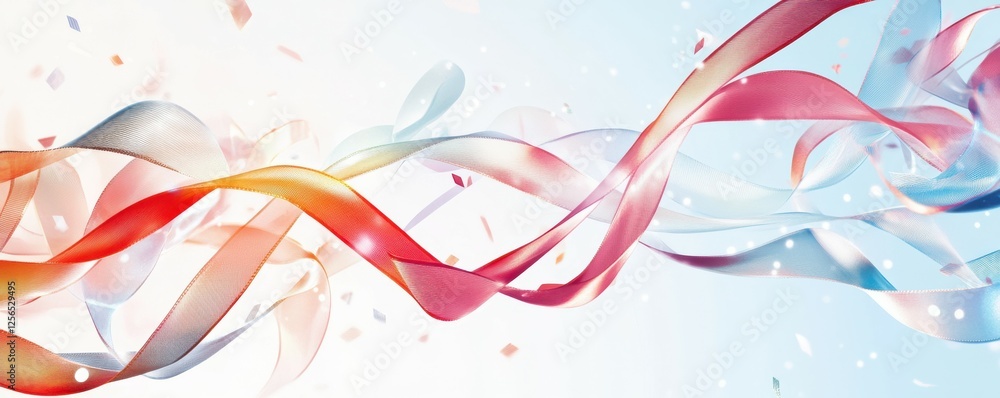 Poster colorful abstract ribbons twisting in dynamic motion against light background
