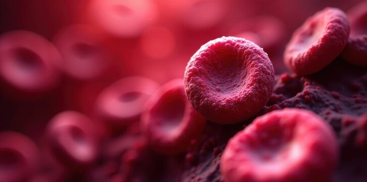 Close-up of densely packed red blood cells, indicative of polycythemia vera , science, bone marrow