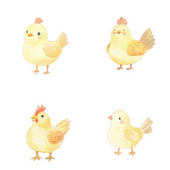chicken watercolor illustration concept for kids