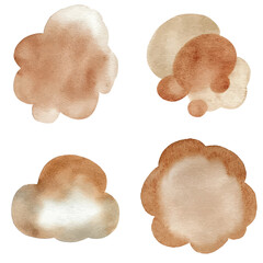 Bright blue ink splash watercolor hand drawn set collection