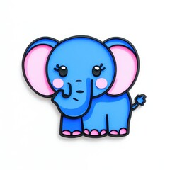 Fototapeta premium Cute Cartoon Blue Elephant Illustration with Pink Accents for Children’s Art and Design Projects