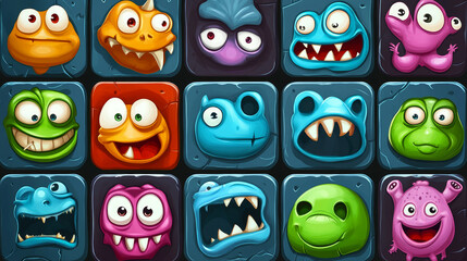 Match the half of cartoon monster characters. Objects parts matching puzzle, kids quiz vector worksheet with alien slug, zombie and funny dragon, angry bull, five eyed octopus funny monster personages