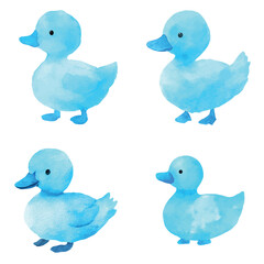 Duckling watercolor hand drawn set collection
