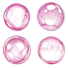 Purple soap bubble watercolor set hand drawn
