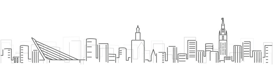 Seville Simple Dark Lines Skyline on White Background
