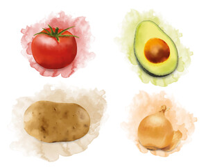 Watercolor veggies