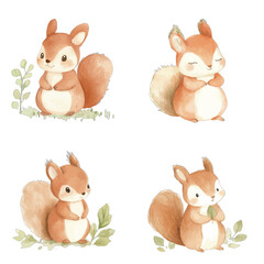 Naklejka premium squirrel watercolor illustration concept for kids