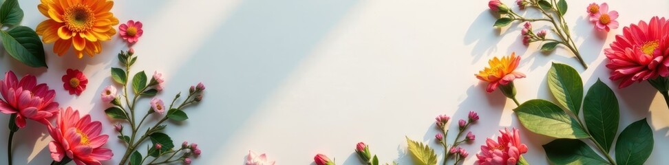 Fototapeta premium Flat lay instant photo collage mockup on bright background, artwork, background, joyful