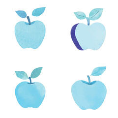 Apple watercolor hand drawn set