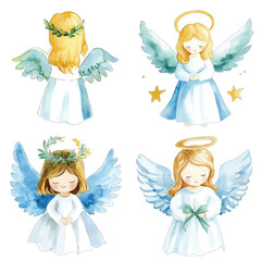 angel watercolor illustration concept for kids