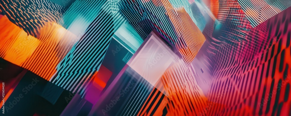 Poster abstract colorful geometric pattern with vibrant lines and shapes