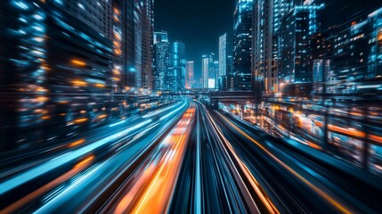 Fototapeta premium Night City Lights: A Motion Blur Symphony